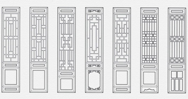 千家镇常用中式仿古花窗图案隔断设计图